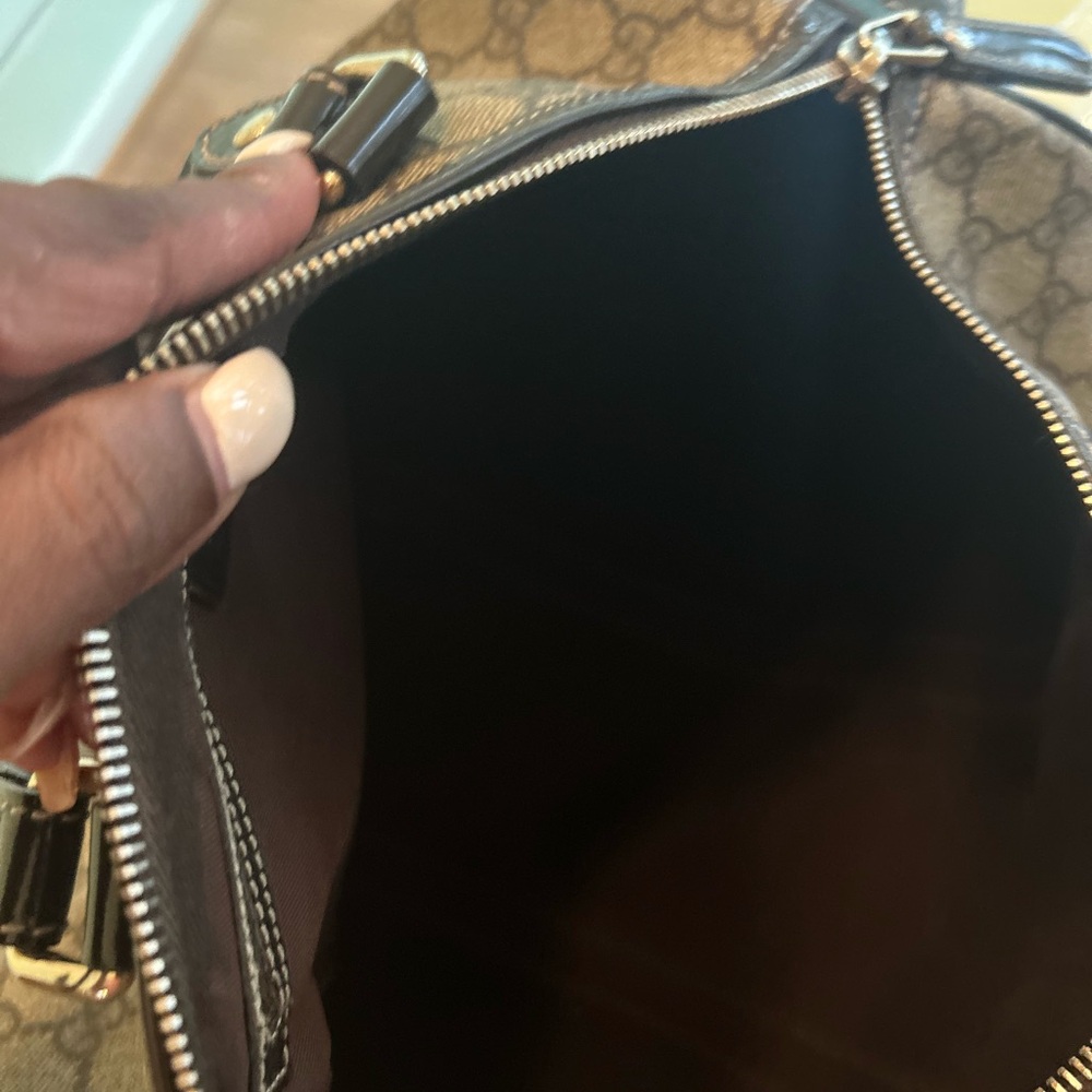 Gucci Brown GG Canvas Satchel with Dark Brown Trim - Picture 9 of 10